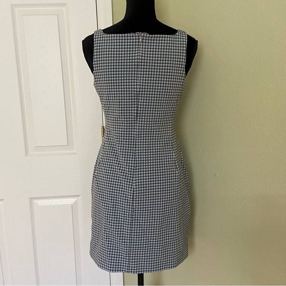 Theory Square Neck Check Mini Dress - image 5